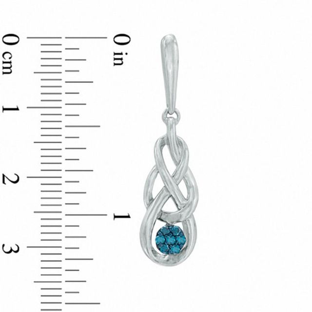 0.15 CT. T.W. Enhanced Blue Diamond Cluster Infinity Braid Drop Earrings in Sterling Silver|Peoples Jewellers