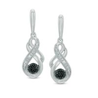 0.10 CT. T.W. Enhanced Black and White Diamond Beaded Infinity Drop Earrings in Sterling Silver|Peoples Jewellers