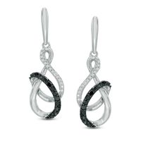 0.15 CT. T.W. Enhanced Black and White Diamond Infinity Ribbon Drop Earrings in Sterling Silver|Peoples Jewellers