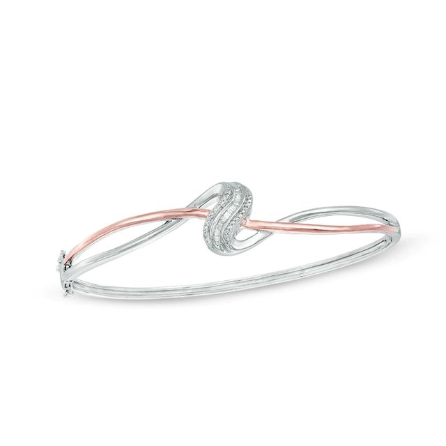 0.10 CT. T.W. Diamond Abstract Overlay Bangle in Sterling Silver and 10K Rose Gold|Peoples Jewellers
