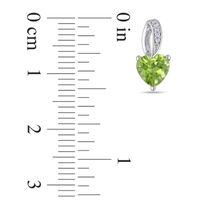 6.0mm Heart-Shaped Peridot and Diamond Accent Stud Earrings in 10K White Gold|Peoples Jewellers