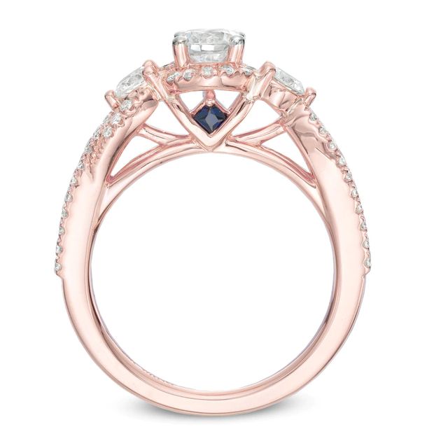 Vera Wang Love Collection 0.95 CT. T.W. Diamond Three Stone Split Shank Engagement Ring in 14K Rose Gold|Peoples Jewellers