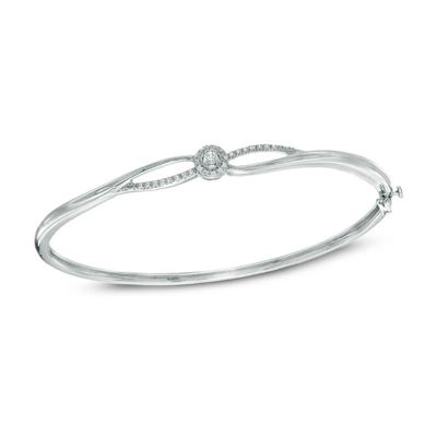 0.14 CT. T.W. Certified Canadian Diamond Centre Braid Bangle in Sterling Silver (I/I2)|Peoples Jewellers