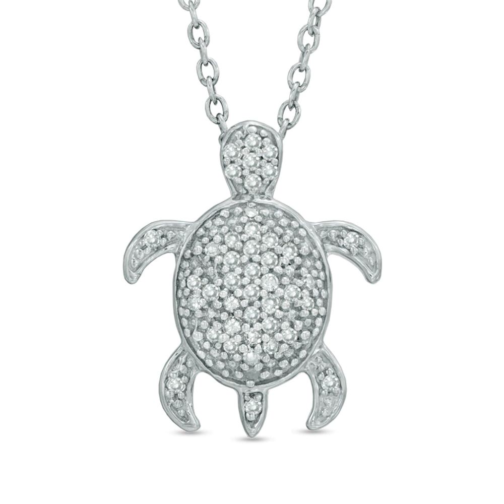 0.15 CT. T.W. Diamond Turtle Pendant in Sterling Silver|Peoples Jewellers