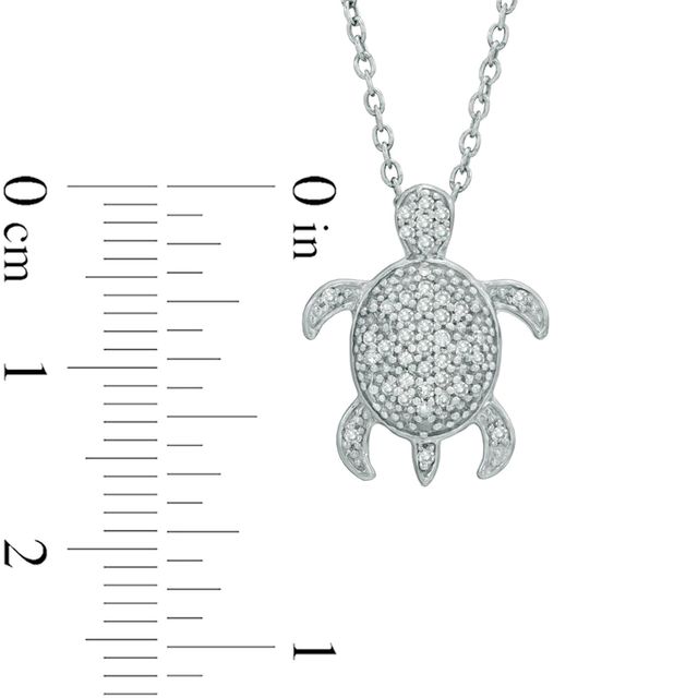 Previously Owned - TEENYTINY® Enhanced Blue Diamond Accent Turtle Pendant  in Sterling Silver - 17