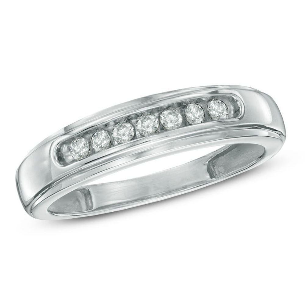 Men's 0.25 CT. T.W. Diamond Comfort Fit Anniversary Band in 10K White Gold|Peoples Jewellers