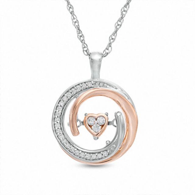 Unstoppable Love™ 0.10 CT. T.W. Diamond Heart Whirl Pendant in Sterling Silver and 10K Rose Gold|Peoples Jewellers
