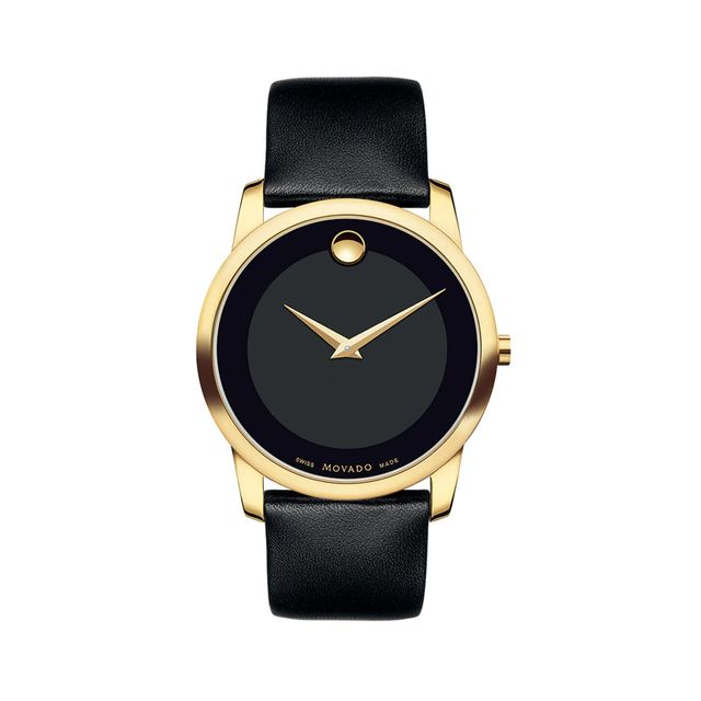 Men's Movado Museum® Classic Gold-Tone PVD Strap Watch with Black Dial (Model: 606876)