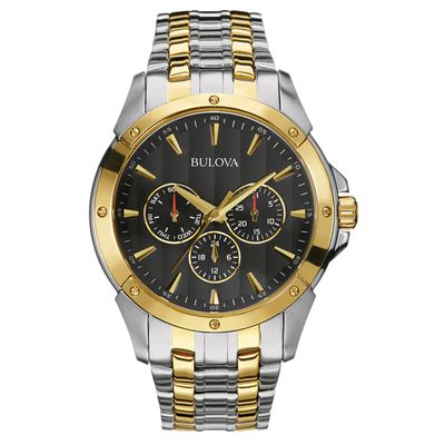 Men's Bulova Classic Two-Tone Watch with Black Dial (Model: 98C120)|Peoples Jewellers