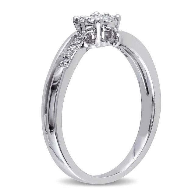 0.18 CT. T.W. Diamond Cluster Bypass Ring in 10K White Gold|Peoples Jewellers