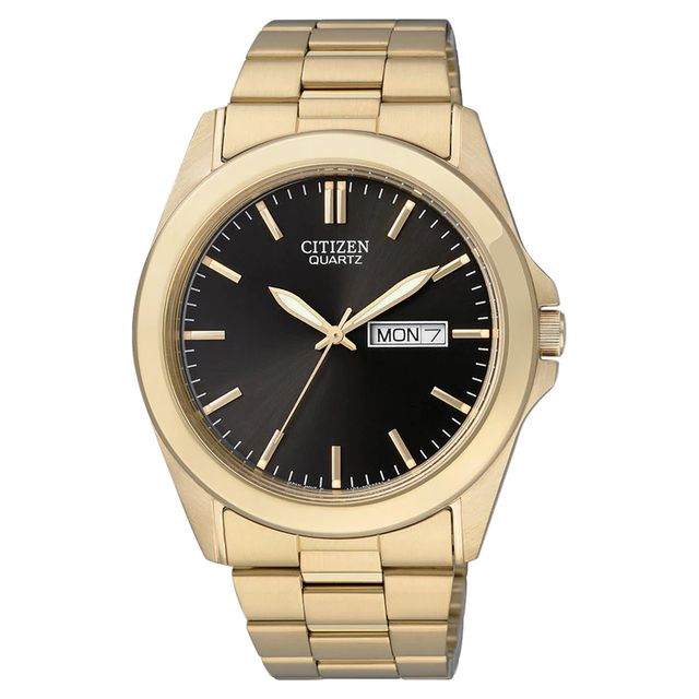 Men's Citizen Quartz Gold-Tone Watch with Black Dial (Model: BF0582-51F)|Peoples Jewellers