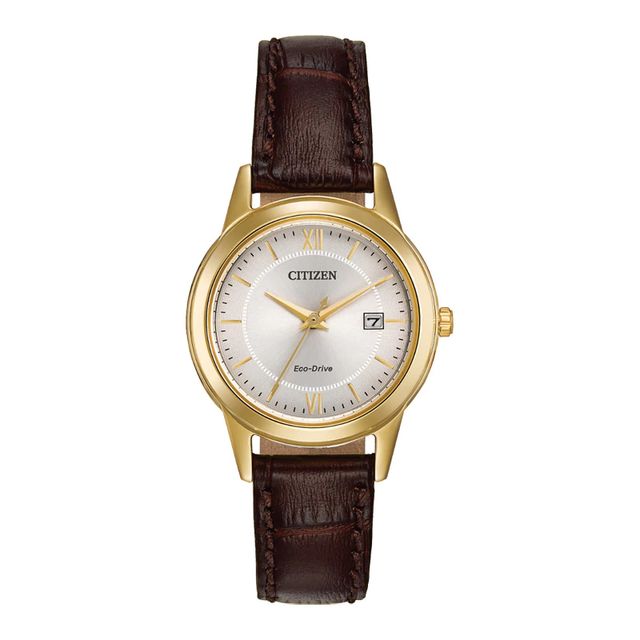 Ladies' Citizen Eco-Drive® Corso Gold-Tone Strap Watch with Ivory Dial (Model: FE1082-05A)