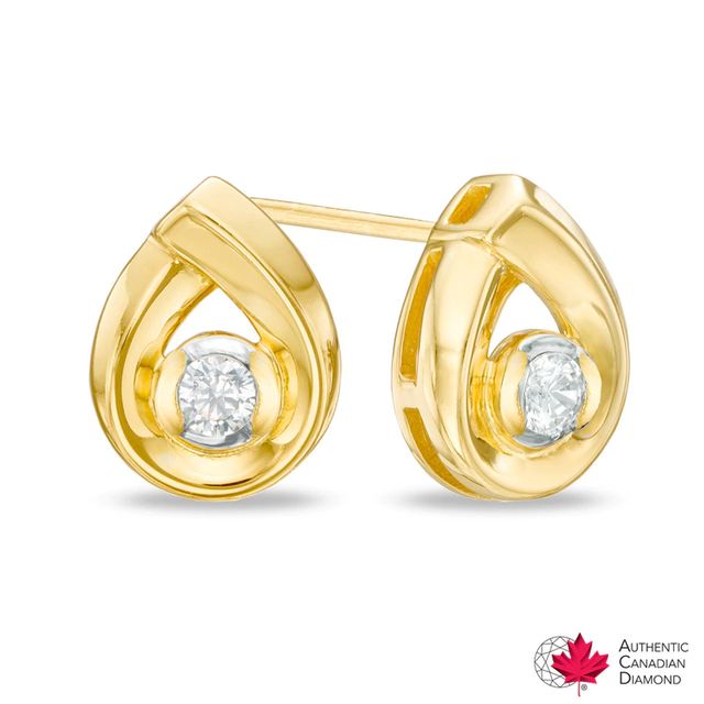 0.20 CT. T.W. Certified Canadian Diamond Solitaire Teardrop Stud Earrings in 14K Gold (I/I2)|Peoples Jewellers