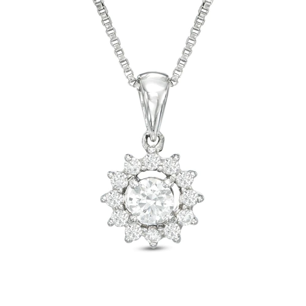 0.25 CT. T.W. Canadian Certified Diamond Starburst Pendant in 14K White Gold (I/I2)|Peoples Jewellers