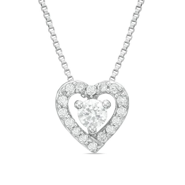 0.25 CT. T.W. Certified Canadian Diamond Heart Pendant in 14K White Gold (I/I2)|Peoples Jewellers
