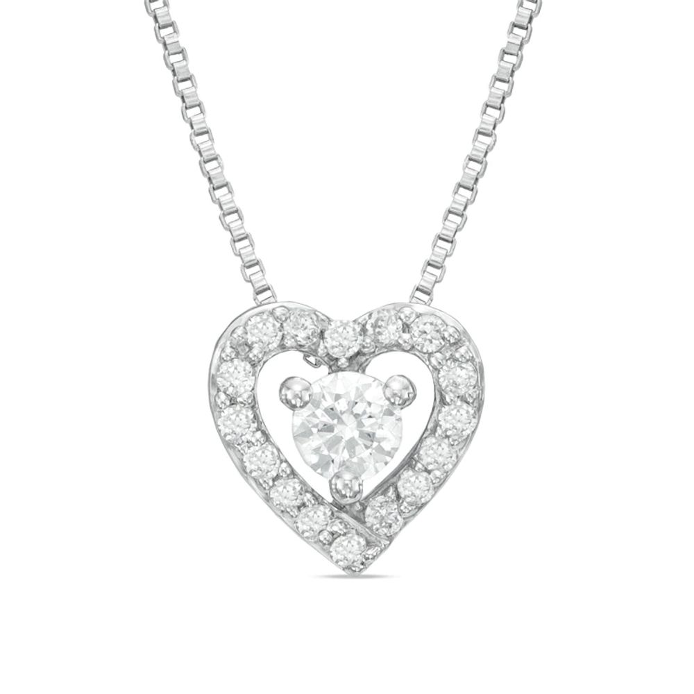 0.25 CT. T.W. Certified Canadian Diamond Heart Pendant in 14K White Gold (I/I2)|Peoples Jewellers