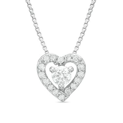 0.25 CT. T.W. Certified Canadian Diamond Heart Pendant in 14K White Gold (I/I2)|Peoples Jewellers