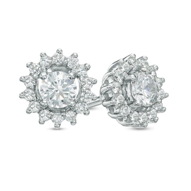 0.50 CT. T.W. Canadian Certified Diamond Starburst Earrings in 14K White Gold (I/I2)|Peoples Jewellers