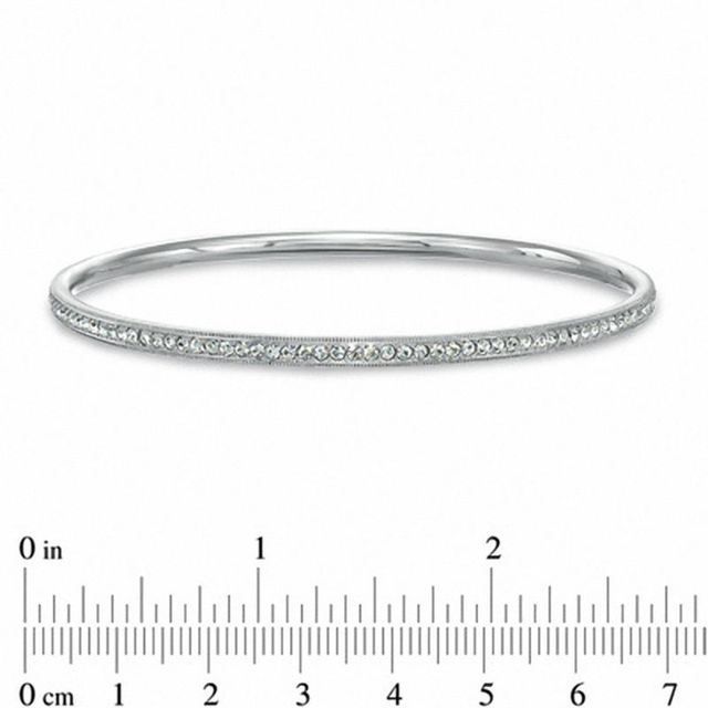 AVA Nadri Crystal Bangle in White Rhodium Brass - 7.5"