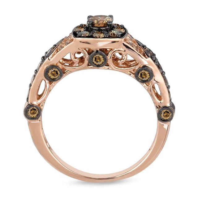 Le Vian Chocolate Diamonds® 1.03 CT. T.W. Diamond Frame Cluster Engagement Ring in 14K Strawberry Gold™|Peoples Jewellers