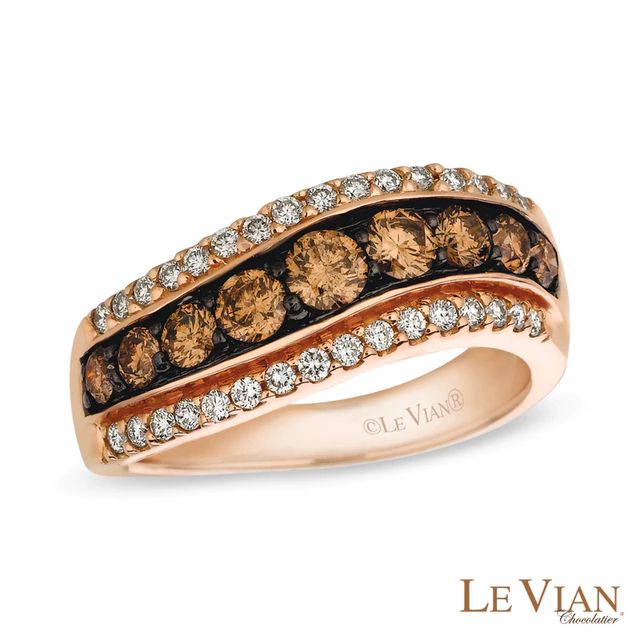 Le Vian Chocolate Diamonds® 1.19 CT. T.W. Diamond Triple Row Band in 14K Strawberry Gold™|Peoples Jewellers