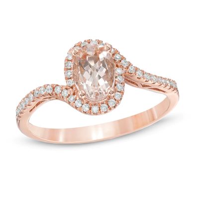 Oval Morganite and 0.14 CT. T.W. Diamond Ring in 10K Rose Gold|Peoples Jewellers