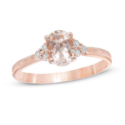 Oval Morganite and Diamond Accent Ring in 10K Rose Gold|Peoples Jewellers