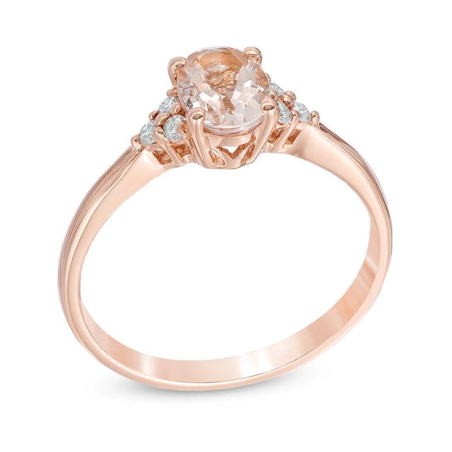 Oval Morganite and Diamond Accent Ring in 10K Rose Gold