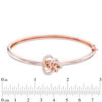 Lab-Created White Sapphire Knot Bangle in Sterling Silver with 18K Rose Gold Plate|Peoples Jewellers