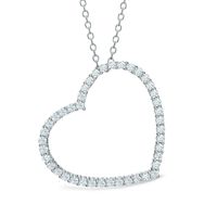 Lab-Created White Sapphire Tilted Heart Pendant in Sterling Silver|Peoples Jewellers