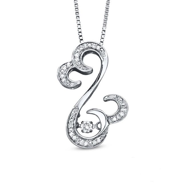 Open Hearts Rhythm by Jane Seymour™ 0.10 CT. T.W. Diamond Curlique Pendant in Sterling Silver|Peoples Jewellers