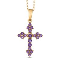 Amethyst Cross Pendant in Sterling Silver and 18K Gold Plate|Peoples Jewellers