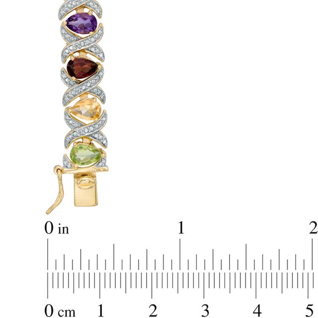 Multi-Gemstone and Diamond Accent Bracelet in Sterling Silver with 18K Gold Plate - 7.5"|Peoples Jewellers