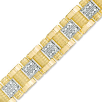 Men's Diamond-Cut Link Bracelet in 10K Two-Tone Gold|Peoples Jewellers