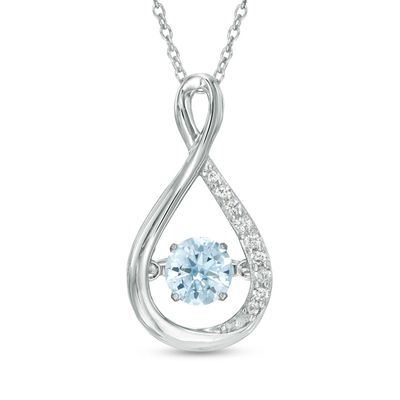 Unstoppable Love™ 5.0mm Lab-Created Blue Spinel and White Sapphire Infinity Pendant in Sterling Silver|Peoples Jewellers