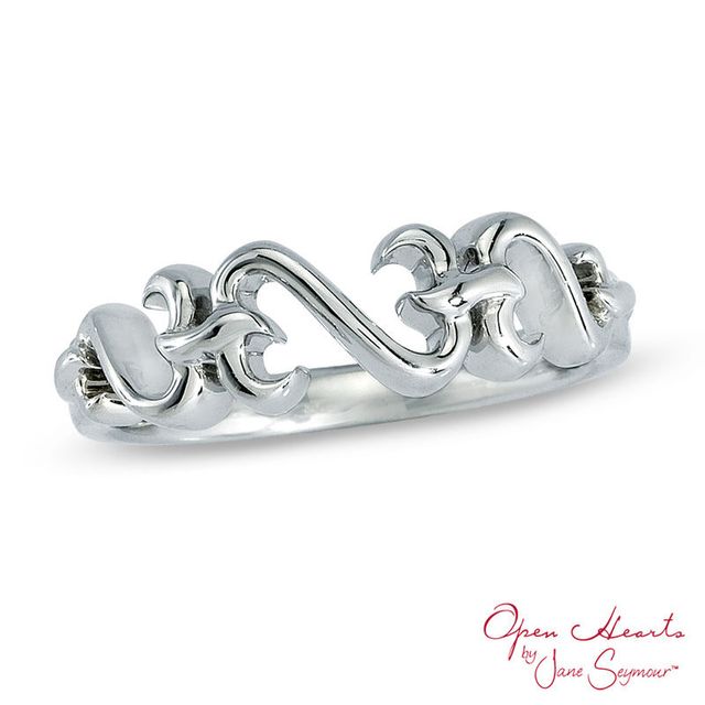 Open Hearts by Jane Seymour™ Interlocking Ring in Sterling Silver|Peoples Jewellers