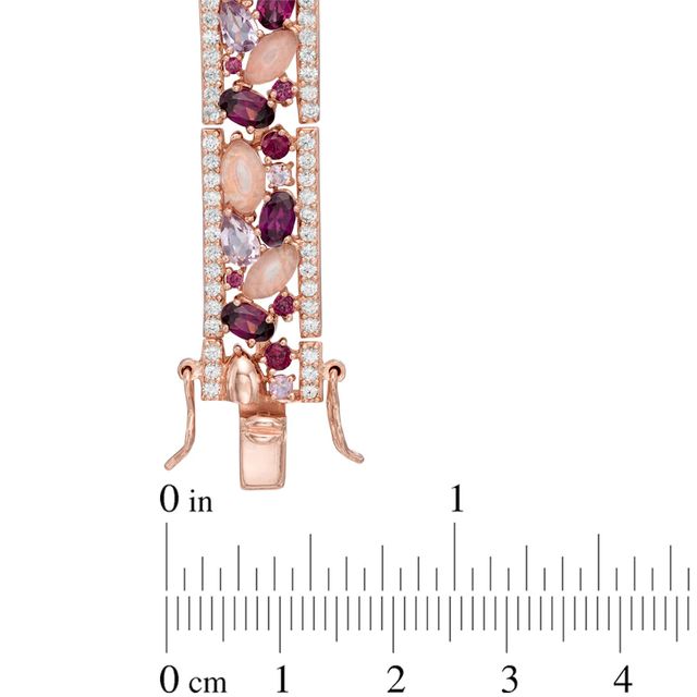 Multi-Gemstone and Lab-Created White Sapphire Bracelet in Sterling Silver with 18K Rose Gold Plate - 7.25"|Peoples Jewellers