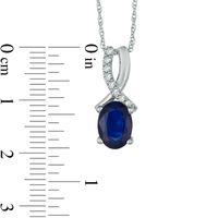 Oval Blue Sapphire and Diamond Accent Pendant in 10K White Gold|Peoples Jewellers