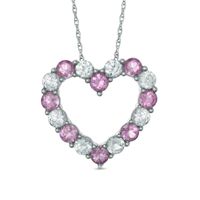 Lab-Created Pink and White Sapphire Heart Pendant in 10K White Gold|Peoples Jewellers