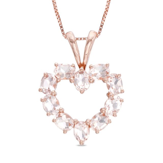 Oval Morganite Heart Pendant in 10K Rose Gold|Peoples Jewellers