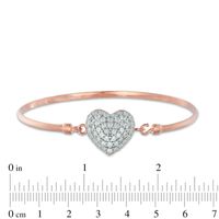 Lab-Created Sapphire Heart Bangle in Sterling Silver with 14K Rose Gold Plate|Peoples Jewellers