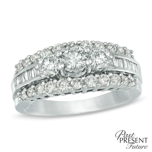 1.50 CT. T.W. Diamond Edge Past Present Future® Ring in 14K White Gold|Peoples Jewellers