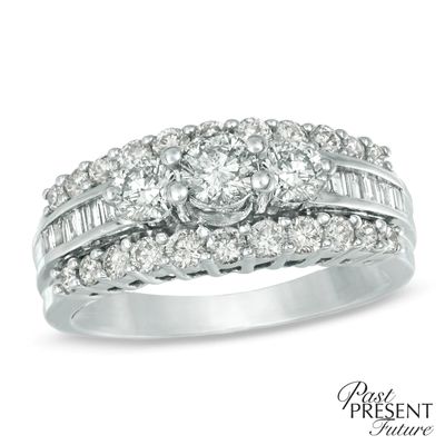 1.50 CT. T.W. Diamond Edge Past Present Future® Ring in 14K White Gold|Peoples Jewellers