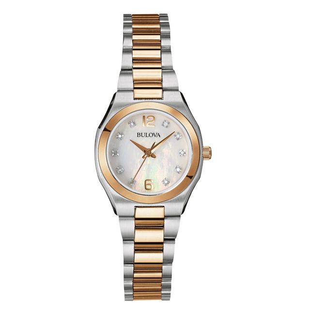 Ladies' Bulova Diamond Accent Two-Tone Watch with Mother-of-Pearl Dial (Model: 98R204)|Peoples Jewellers