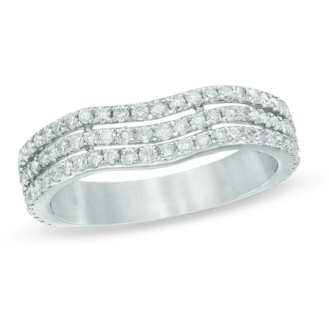 0.75 CT. T.W. Diamond Split Triple Row Contour Wedding Band in 14K White Gold|Peoples Jewellers