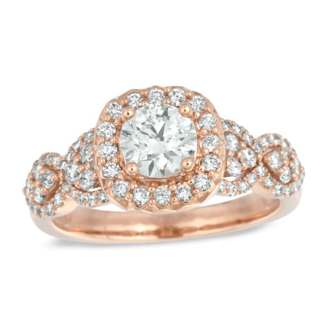 Celebration Canadian Ideal 1.20 CT. T.W. Certified Diamond Frame Engagement Ring in 14K Rose Gold (I/I1)