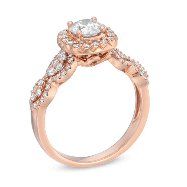 Celebration Canadian Ideal 1.20 CT. T.W. Certified Diamond Frame Engagement Ring in 14K Rose Gold (I/I1)