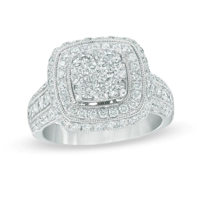 2.00 CT. T.W. Composite Diamond Frame Engagement Ring in 14K White Gold