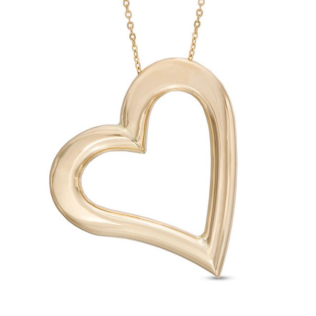 Tilted Heart Pendant in 10K Gold