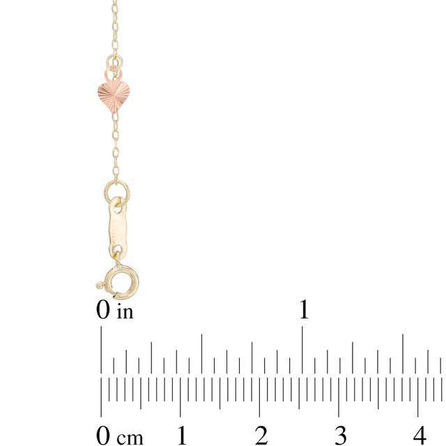 Dangle Heart Anklet in 10K Tri-Tone Gold - 11"|Peoples Jewellers